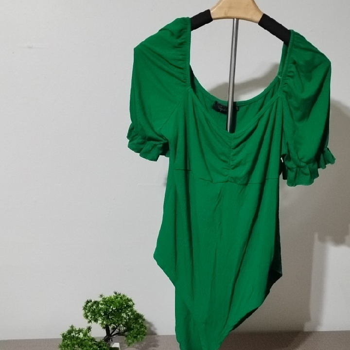 Elegant Asymmetrical Green Dress